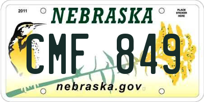 NE license plate CMF849
