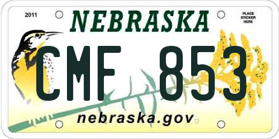 NE license plate CMF853