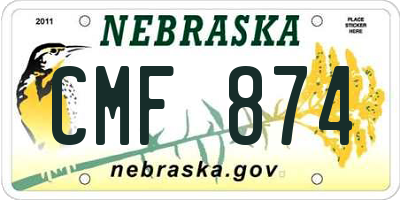 NE license plate CMF874