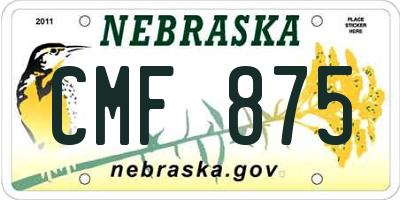 NE license plate CMF875