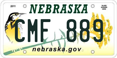 NE license plate CMF889