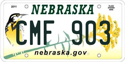 NE license plate CMF903