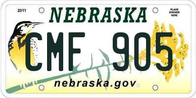 NE license plate CMF905