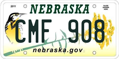 NE license plate CMF908