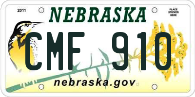 NE license plate CMF910