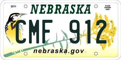 NE license plate CMF912