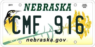 NE license plate CMF916