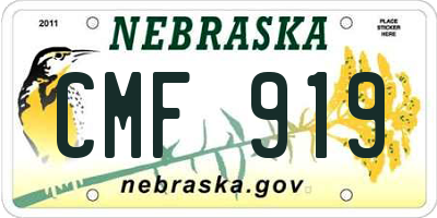 NE license plate CMF919