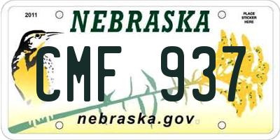 NE license plate CMF937