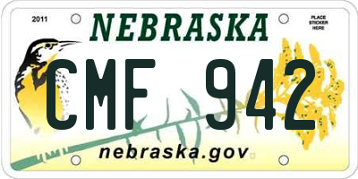 NE license plate CMF942
