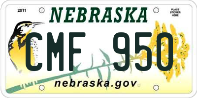 NE license plate CMF950