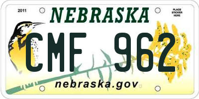 NE license plate CMF962