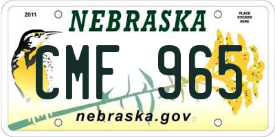 NE license plate CMF965