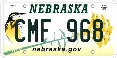 NE license plate CMF968