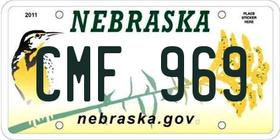 NE license plate CMF969