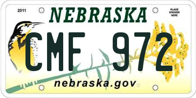 NE license plate CMF972