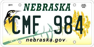 NE license plate CMF984
