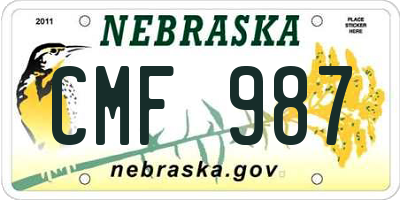 NE license plate CMF987