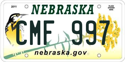 NE license plate CMF997
