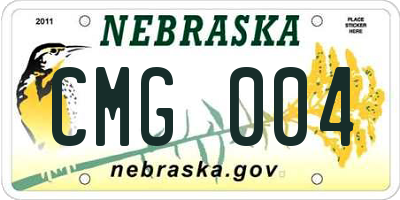NE license plate CMG004