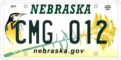 NE license plate CMG012