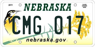 NE license plate CMG017