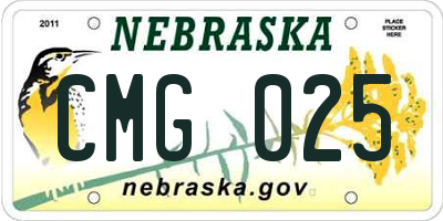 NE license plate CMG025