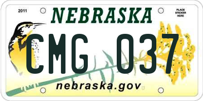 NE license plate CMG037