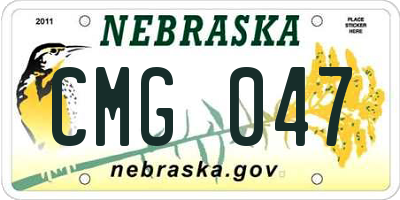NE license plate CMG047