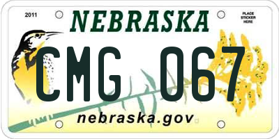 NE license plate CMG067