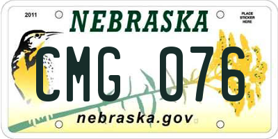 NE license plate CMG076