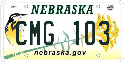 NE license plate CMG103