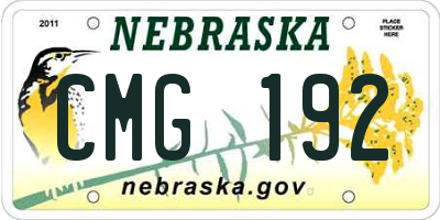 NE license plate CMG192