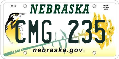 NE license plate CMG235