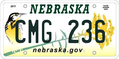 NE license plate CMG236