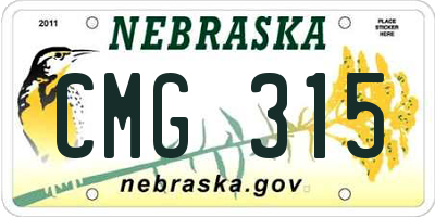 NE license plate CMG315