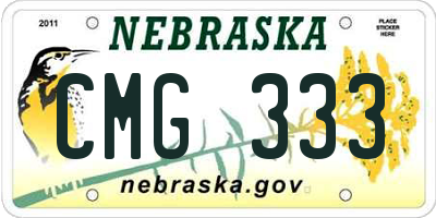 NE license plate CMG333