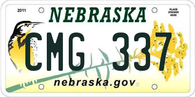 NE license plate CMG337