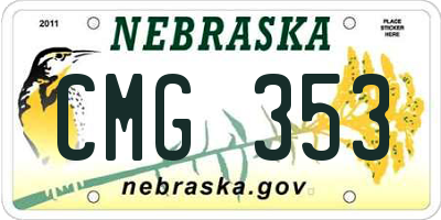 NE license plate CMG353