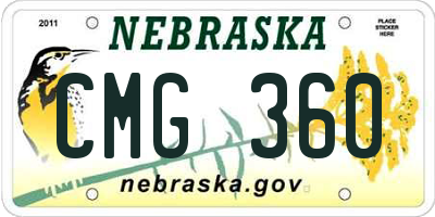 NE license plate CMG360
