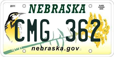 NE license plate CMG362
