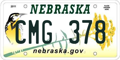 NE license plate CMG378