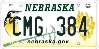 NE license plate CMG384