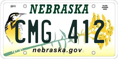 NE license plate CMG412