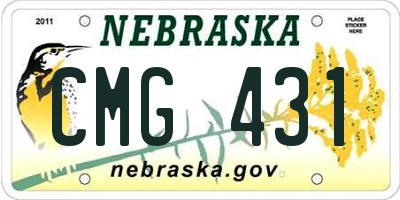NE license plate CMG431
