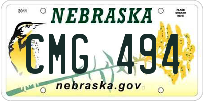 NE license plate CMG494