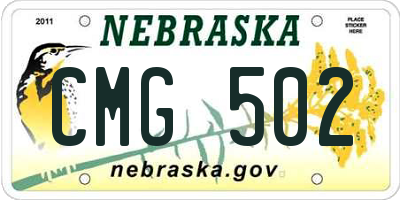 NE license plate CMG502