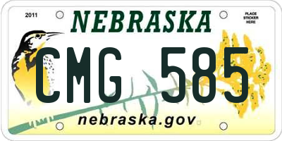 NE license plate CMG585