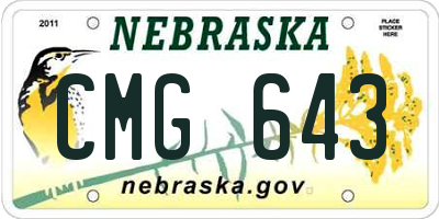 NE license plate CMG643