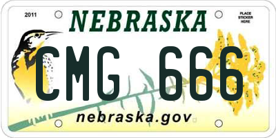 NE license plate CMG666